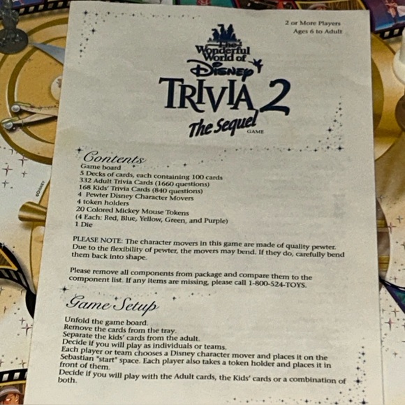 Wonderful World of Disney Trivia 2 The Sequel Board Game 2000 *Complete* - Picture 6 of 10
